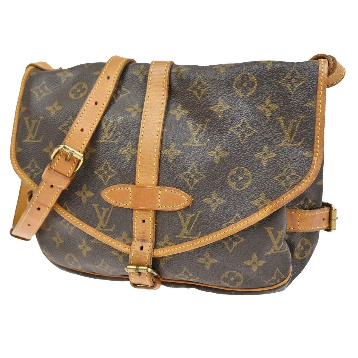 LOUIS VUITTON Logo Saumur 30 Shoulder Bag Monogram Leather BN M42256 30CA903