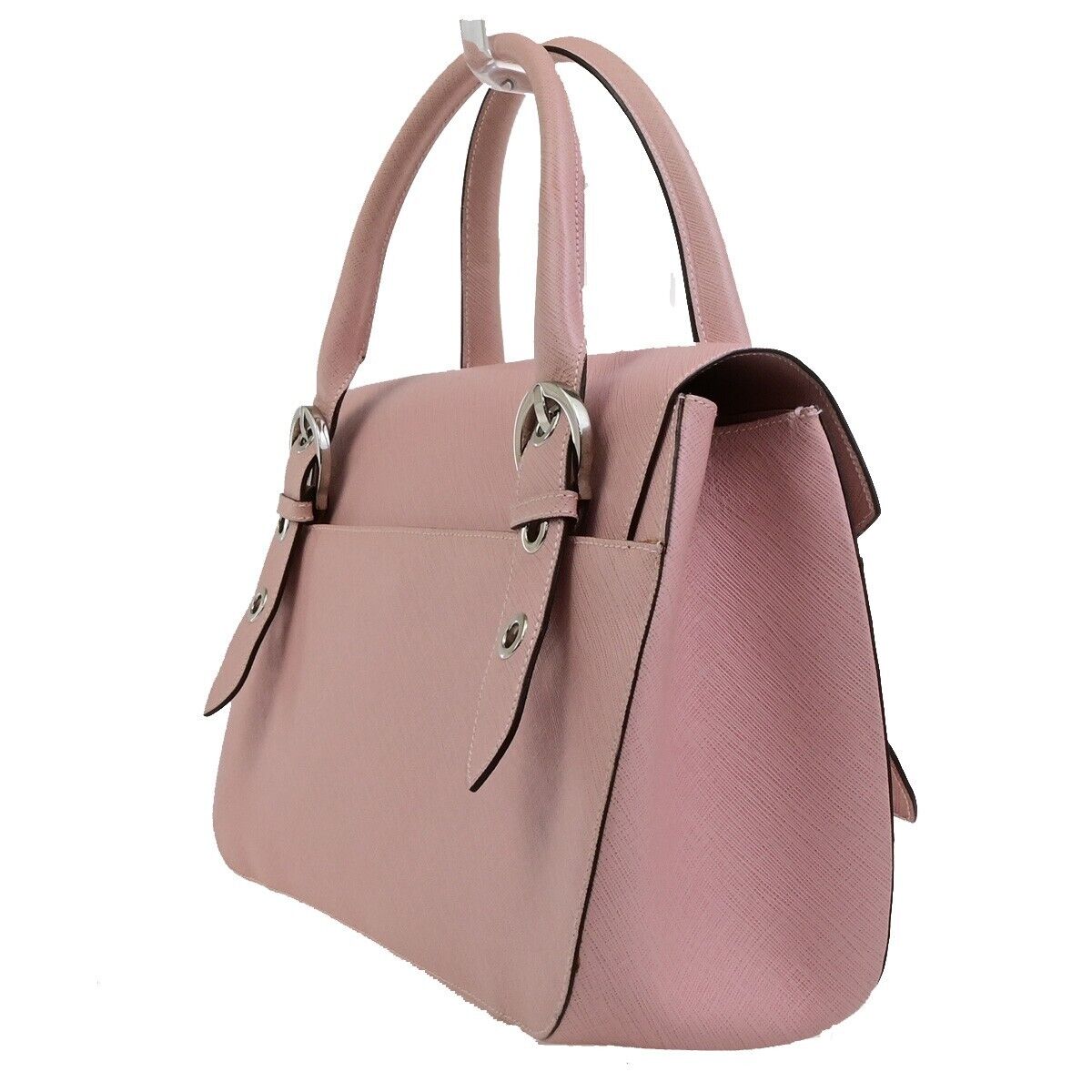SALVATORE FERRAGAMO Gancini Hand Bag Leather Pink Silver Made in Italy 62KA535