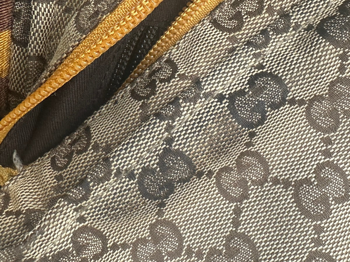GUCCI GG Canvas Shoulder Tote Bag Leather canvas Yellow Italy 66CA368