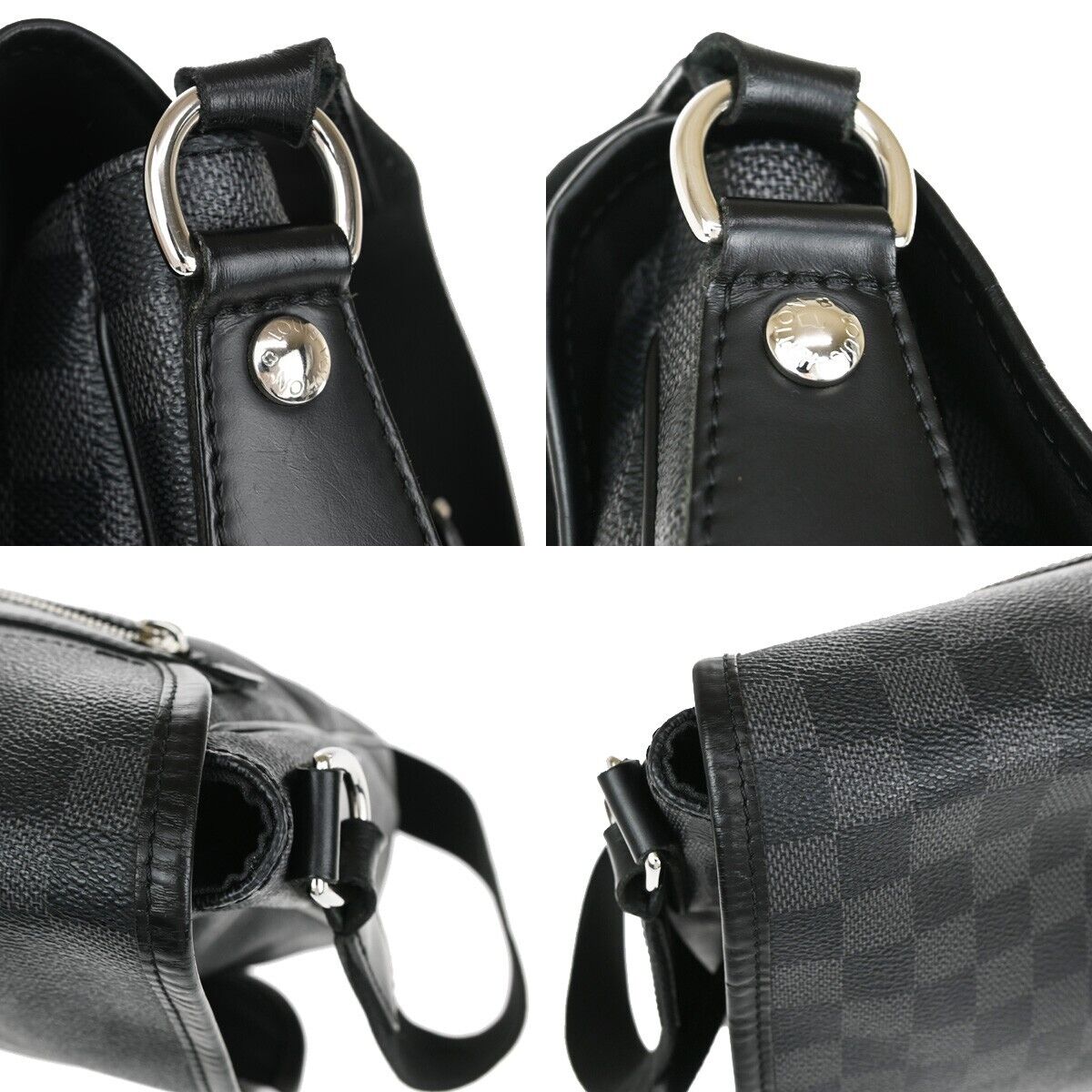 LOUIS VUITTON Daniel MM Shoulder Bag Damier Graphite Leather BK N58029 12YE469