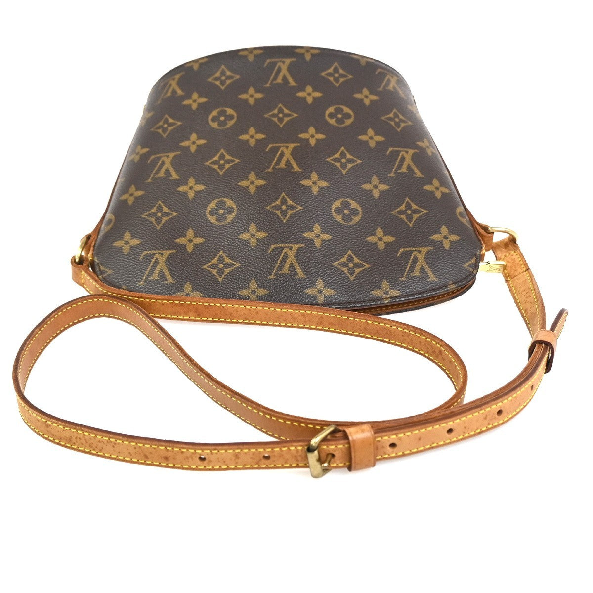 LOUIS VUITTON Logo Drouot Shoulder Bag Monogram Leather Brown M51290 78KC728