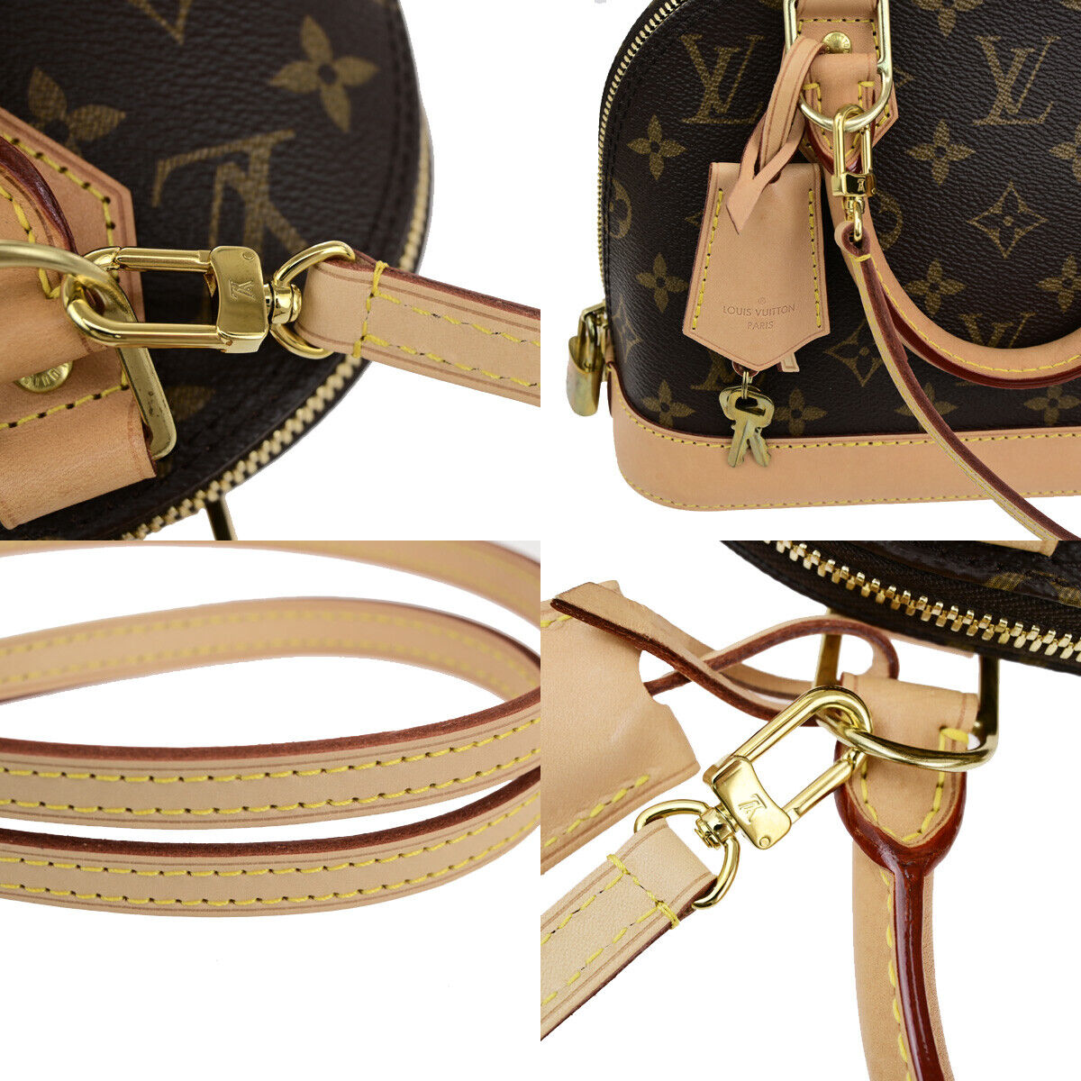 LOUIS VUITTON Alma BB 2Way Hand Bag Monogram Leather Brown Gold M53152 690RF198