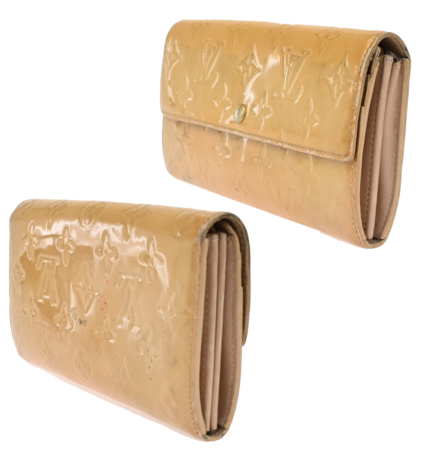 LOUIS VUITTON LV Logo 3 Set Wallet PM Agenda Vernis Monogram Leather BN 67KC672
