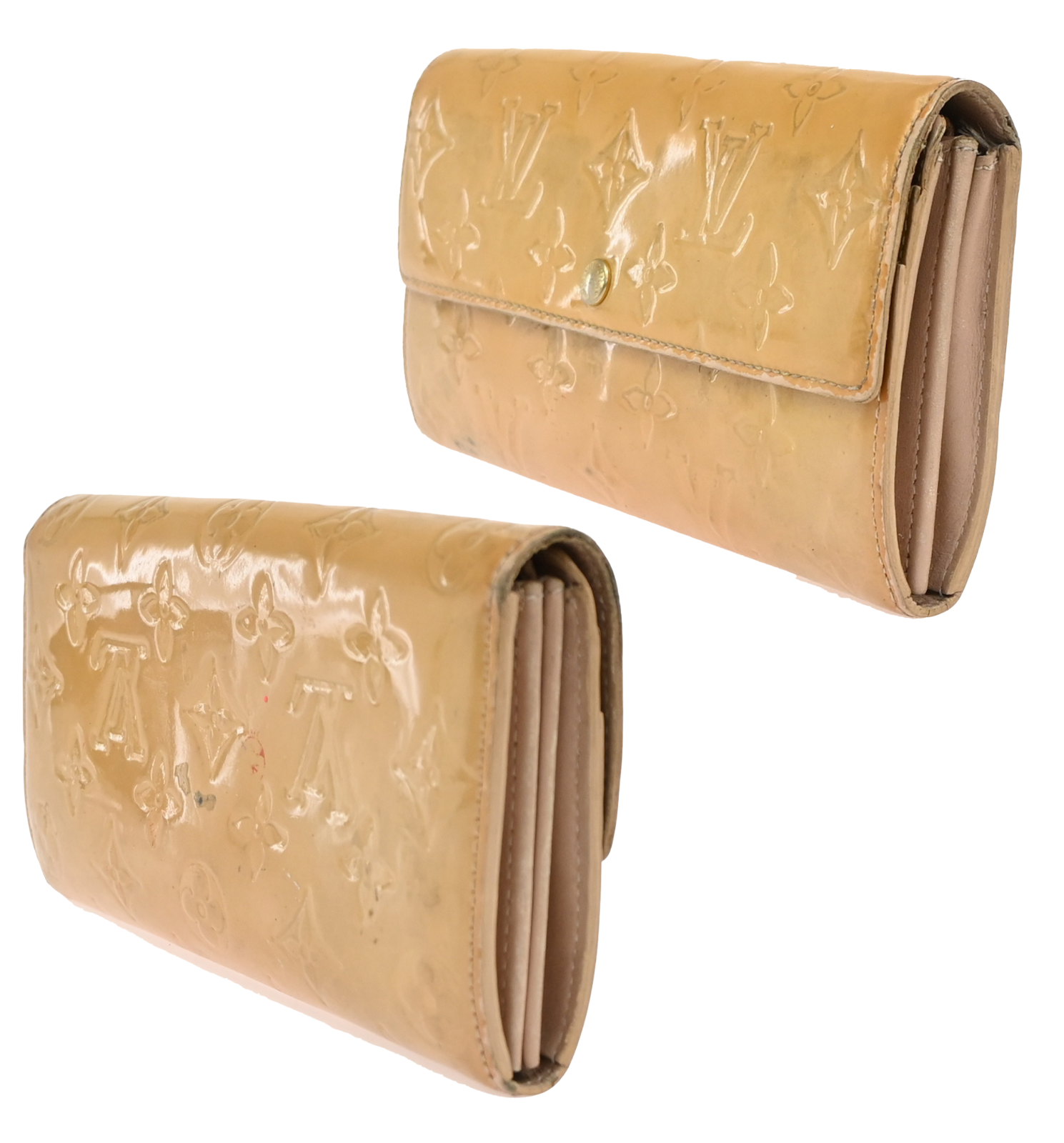 LOUIS VUITTON LV Logo 3 Set Wallet PM Agenda Vernis Monogram Leather BN 67KC672