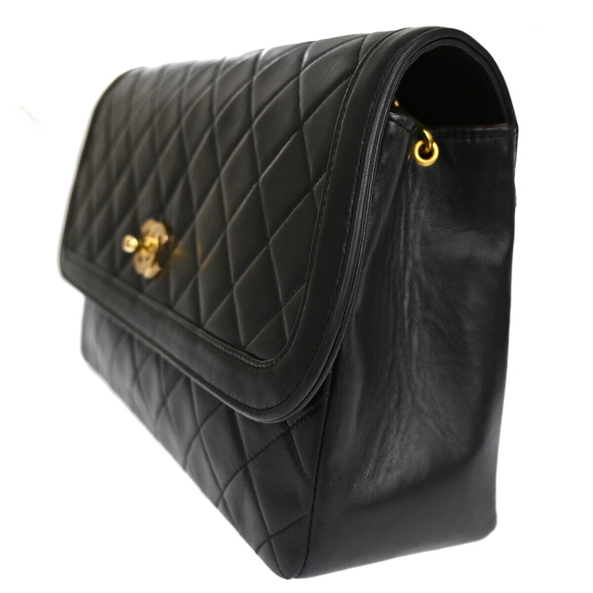 CHANEL CC Matelasse Chain Shoulder Bag Pouch Leather Black GHW Vintage 731RJ053