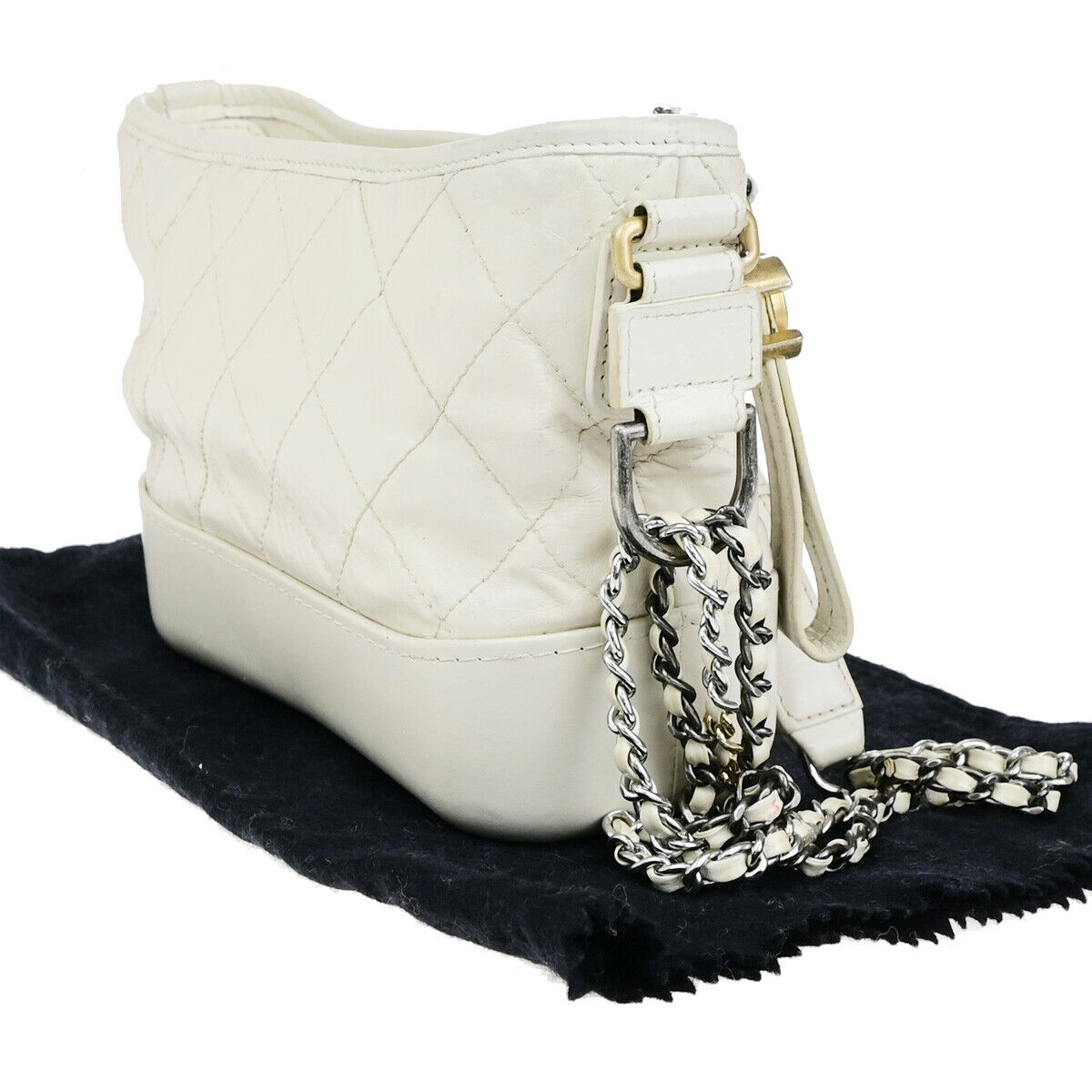 CHANEL CC Logo Gabrielle Chain Shoulder Bag Leather White Italy 685RK695