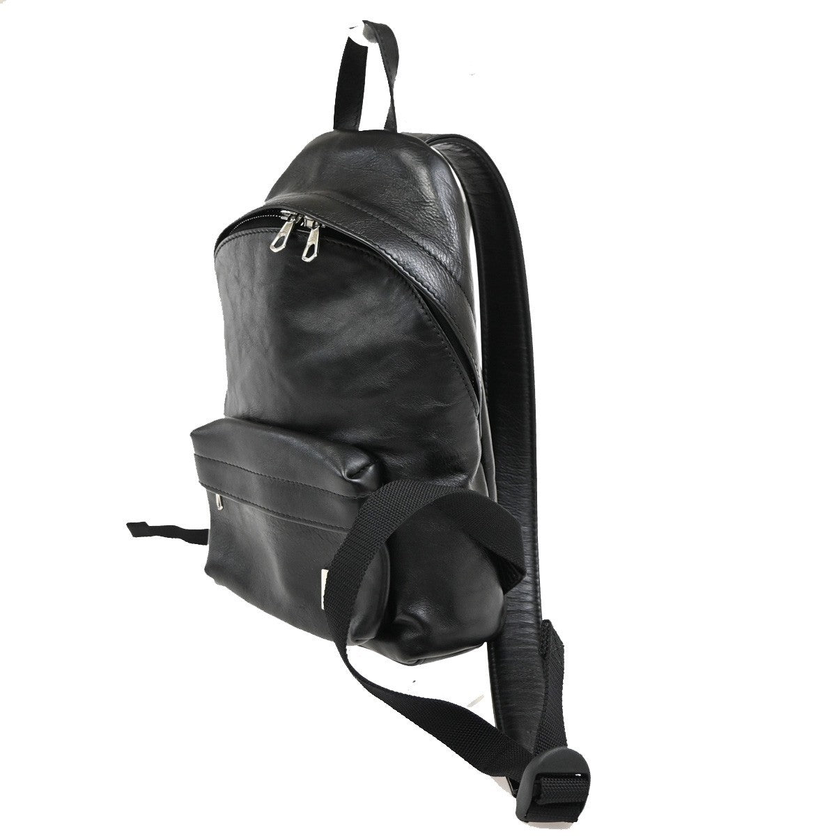 BALENCIAGA B Logo Backpack Adjustable Strap Leather Black Italy 84TA674