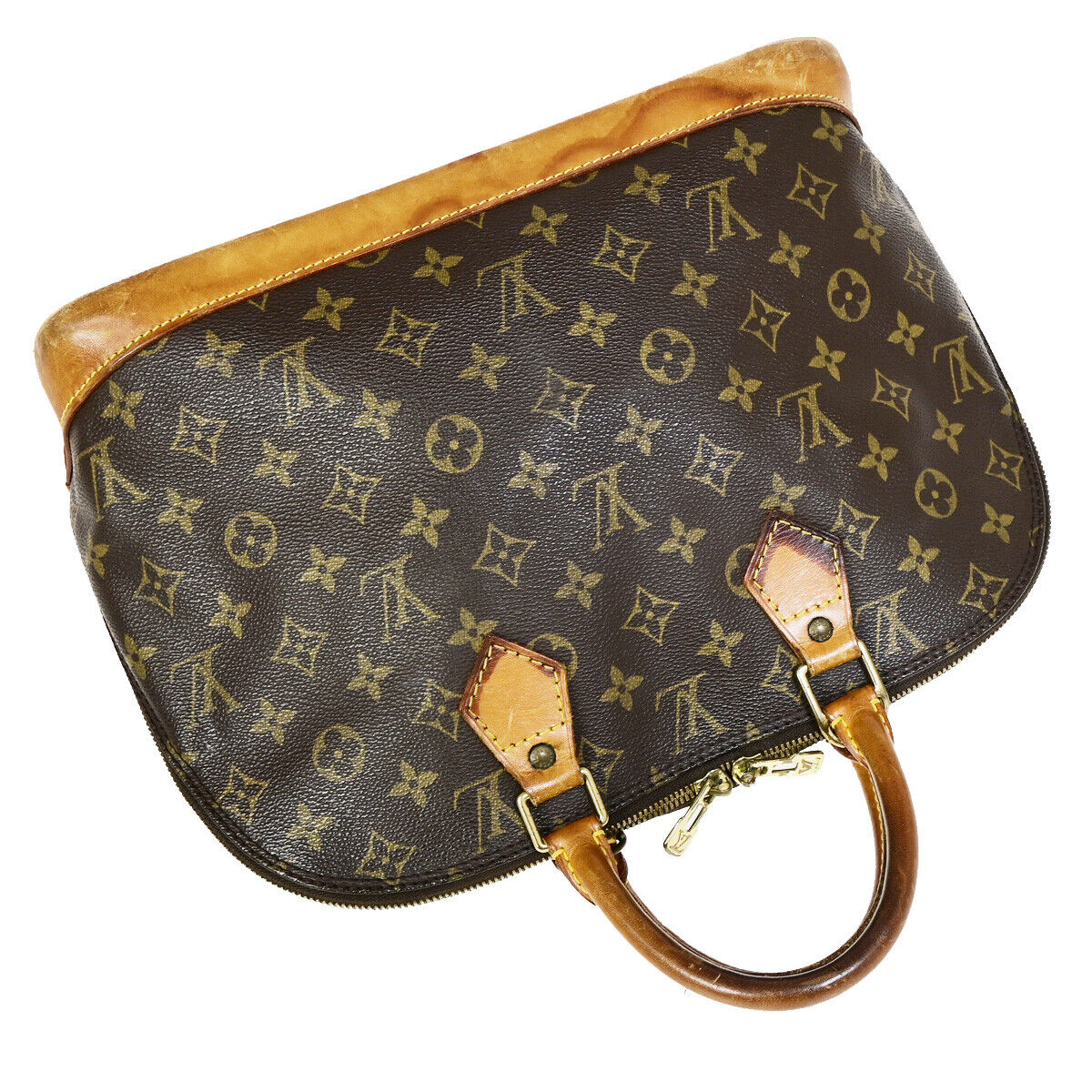 LOUIS VUITTON LV Logo Alma Hand Bag Monogram Leather Brown U.S.A. M51130 30YF593