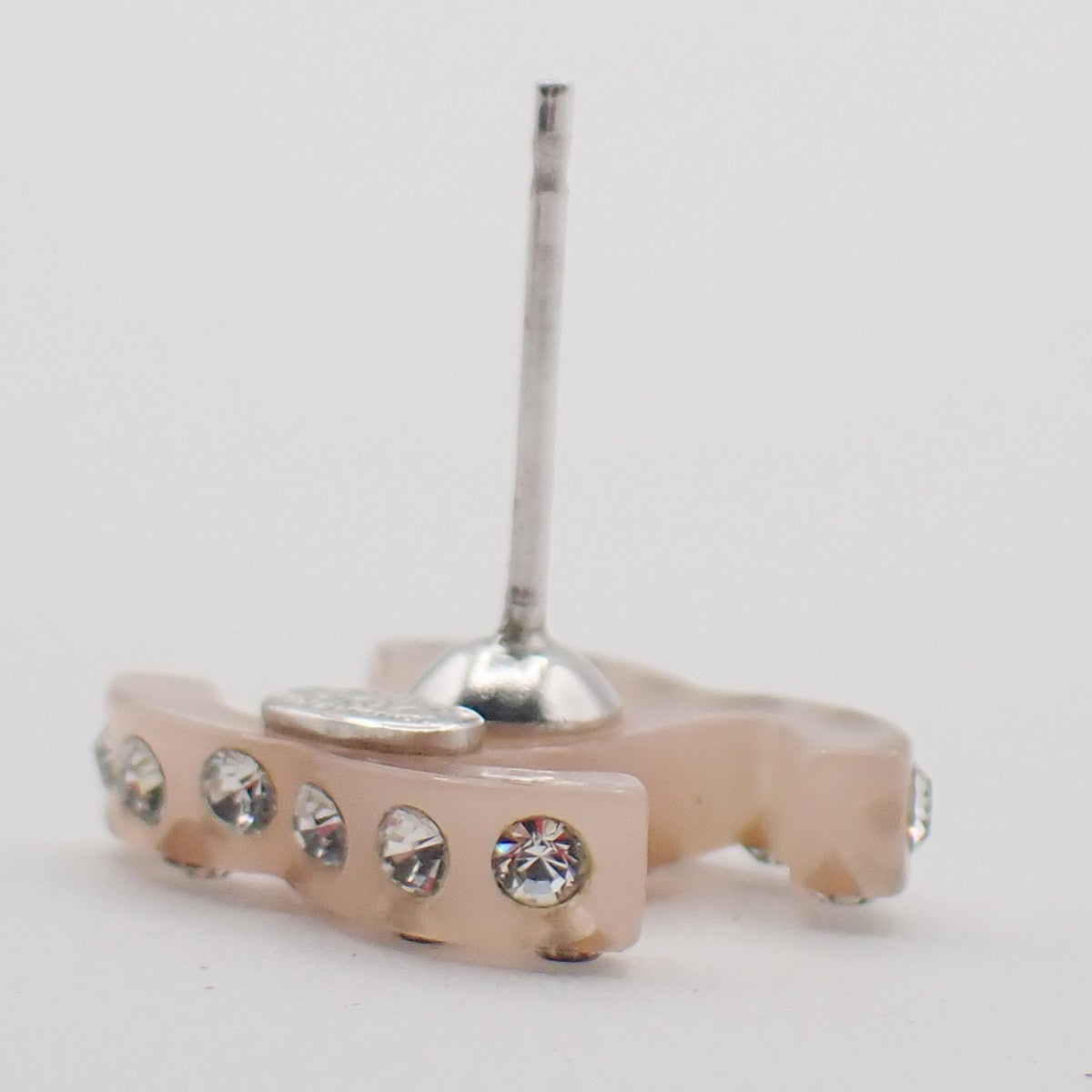 CHANEL CC Logo Rhinestone Pierce 04A Beige Plastic SHW France Accessory 38RL965