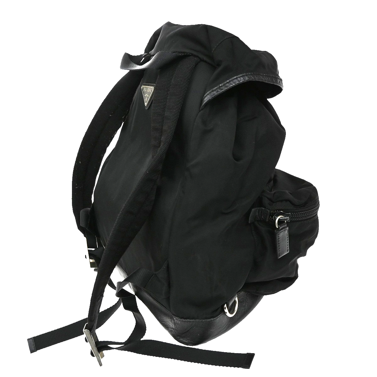 PRADA MILANO Logo Tessuto Drawstring Backpack Nylon Leather BK SHW Italy 62CA502