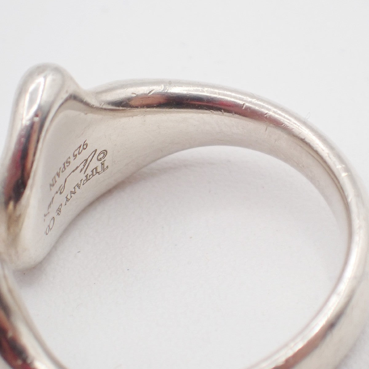 Tiffany & Co. Logo Elsa Peretti Open Heart Ring US Size 6 Silver Ag 925 09KP561