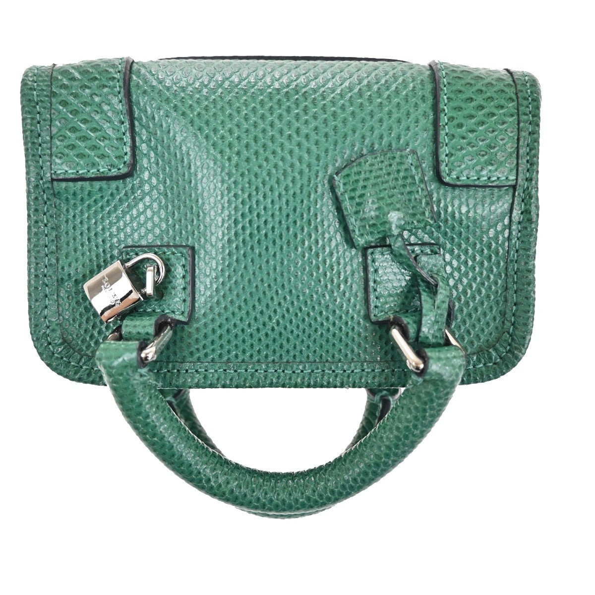 LOEWE Logo Micro Shoulder Bag Embossing Leather Green SHW Spain 98RL620