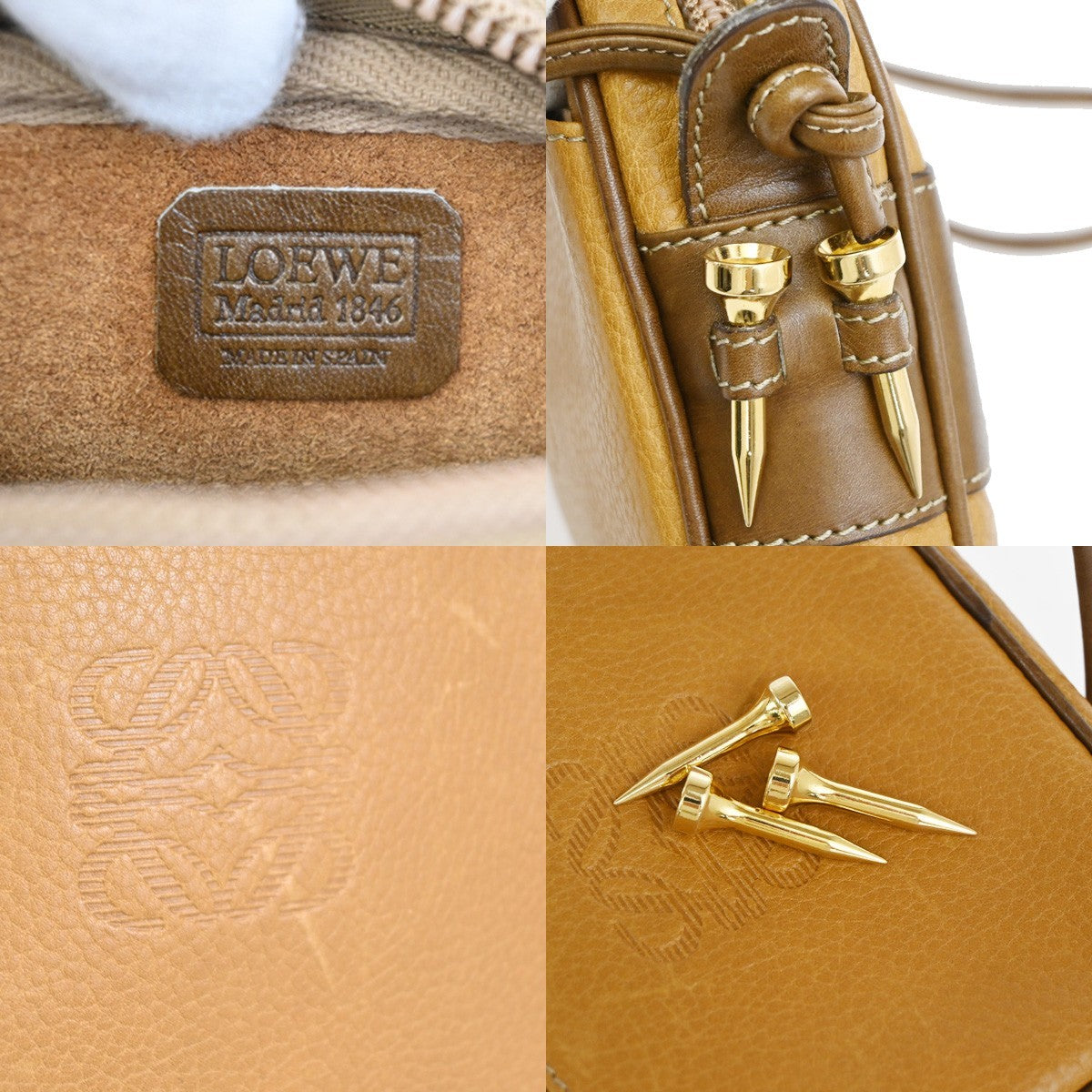LOEWE Logo Anagram Shoulder Bag Leather Brown GHW Spain 80TA678