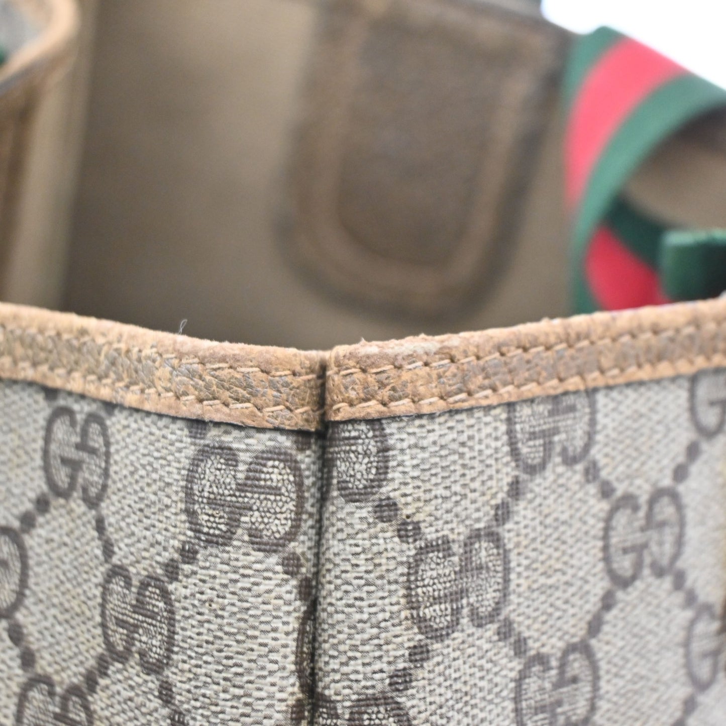 GUCCI Logo GG Pattern Sherry Shoulder Bag PVC Leather Brown Italy 67KD124