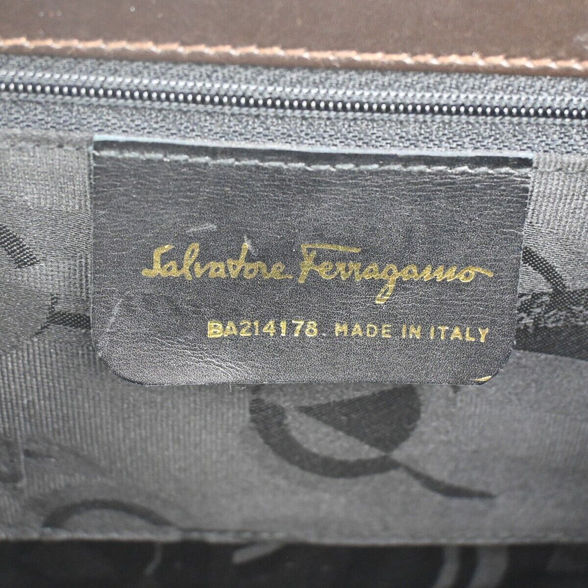 SALVATORE FERRAGAMO Logo Vara Hand Bag Canvas Leather Brown Gold Italy 62YD714