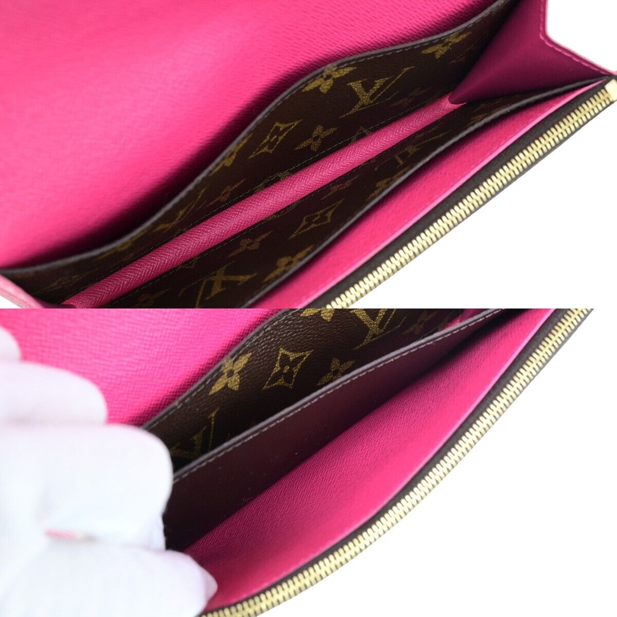 LOUIS VUITTON Portefeuille Emilie Long Wallet Monogram Brow Pink N64202 34SJ472