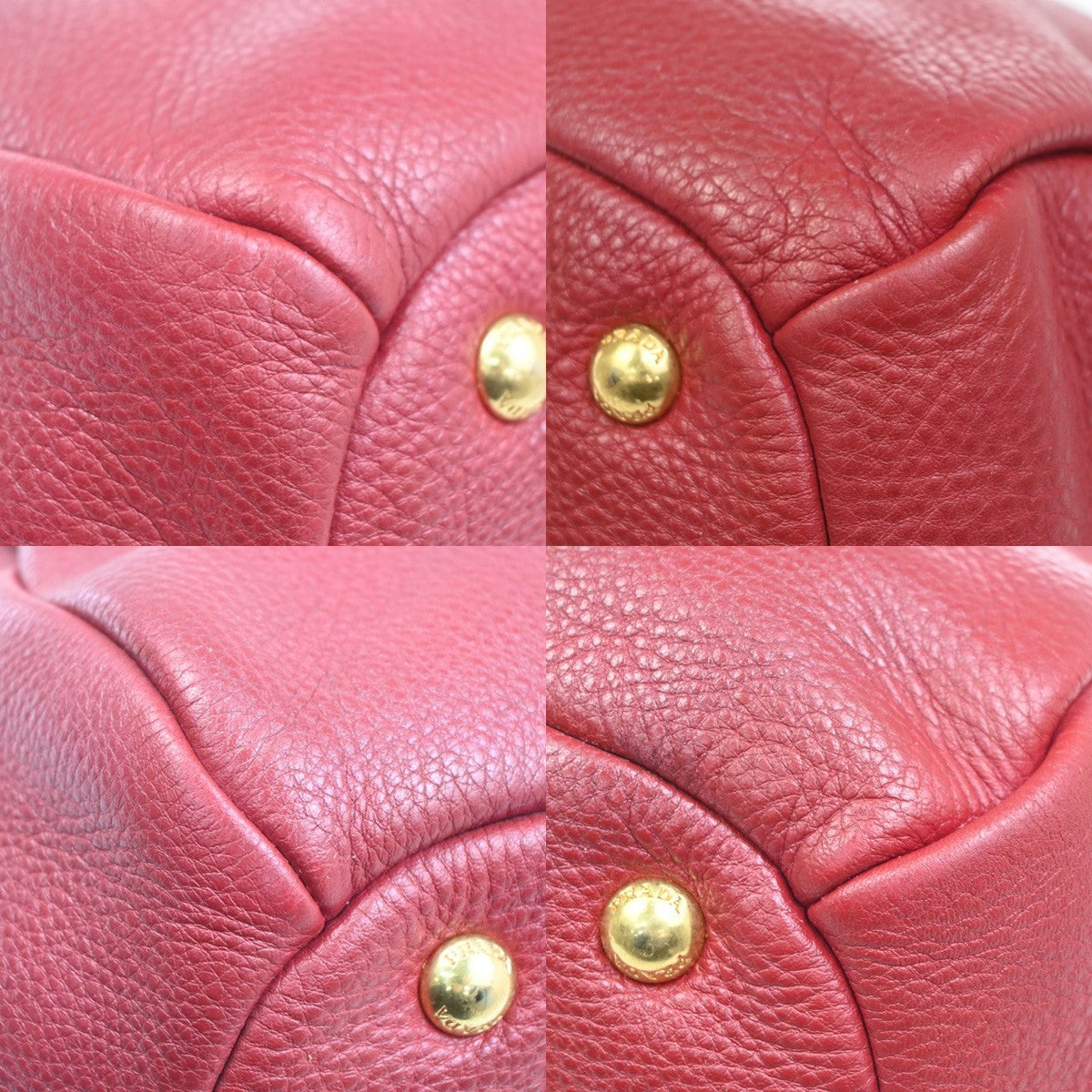 PRADA Logo 2way Crossbody Shoulder Hand Bag Embossing Leather Red GHW 84MA284