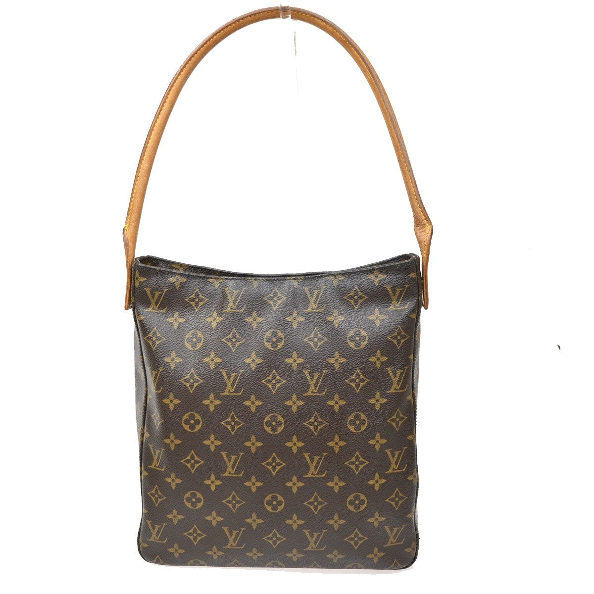 LOUIS VUITTON Logo Looping GM Shoulder Bag Monogram Leather Brown M51145 86ZA095