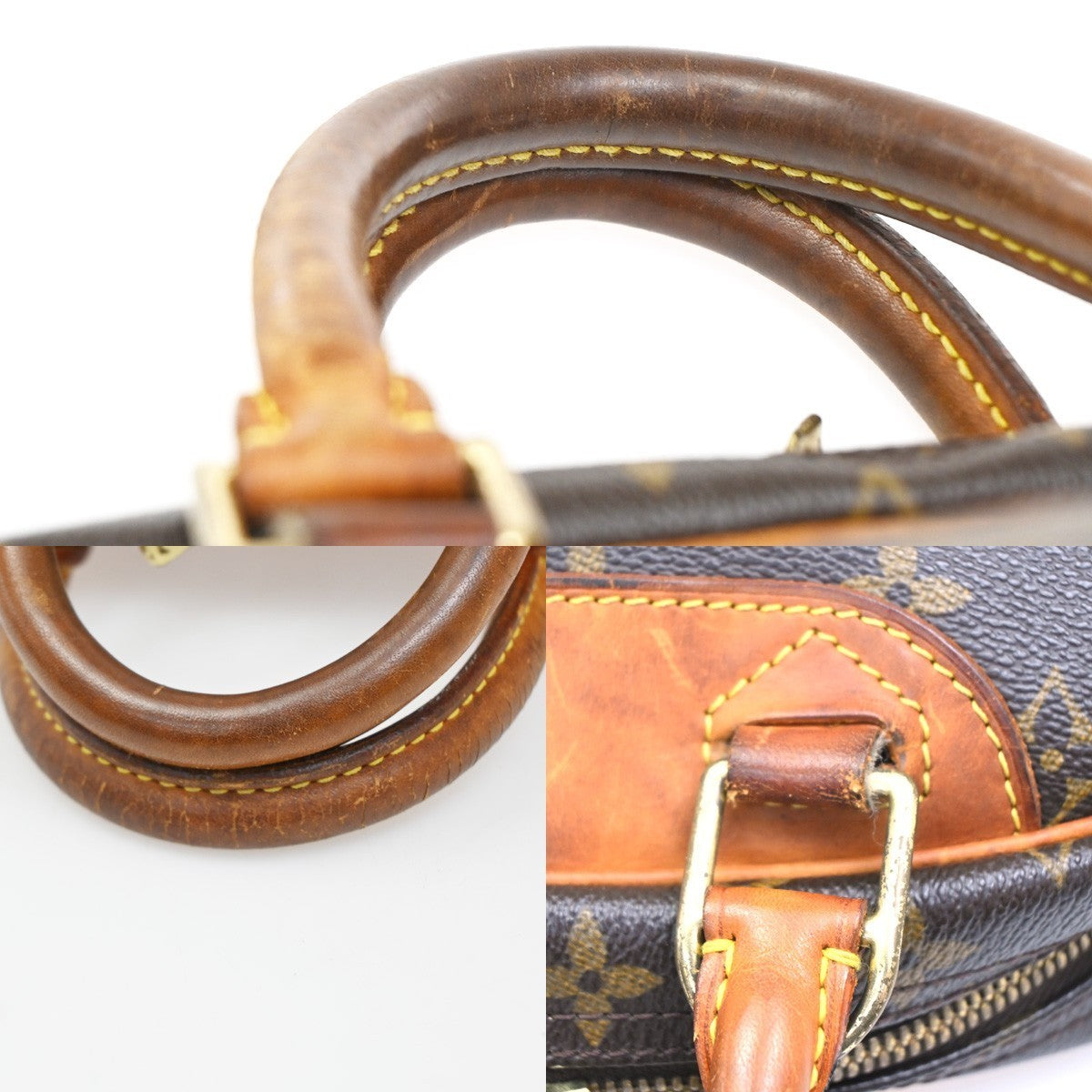LOUIS VUITTON LV Logo Trouville Hand Bag Monogram Leather Brown M42228 30CA542
