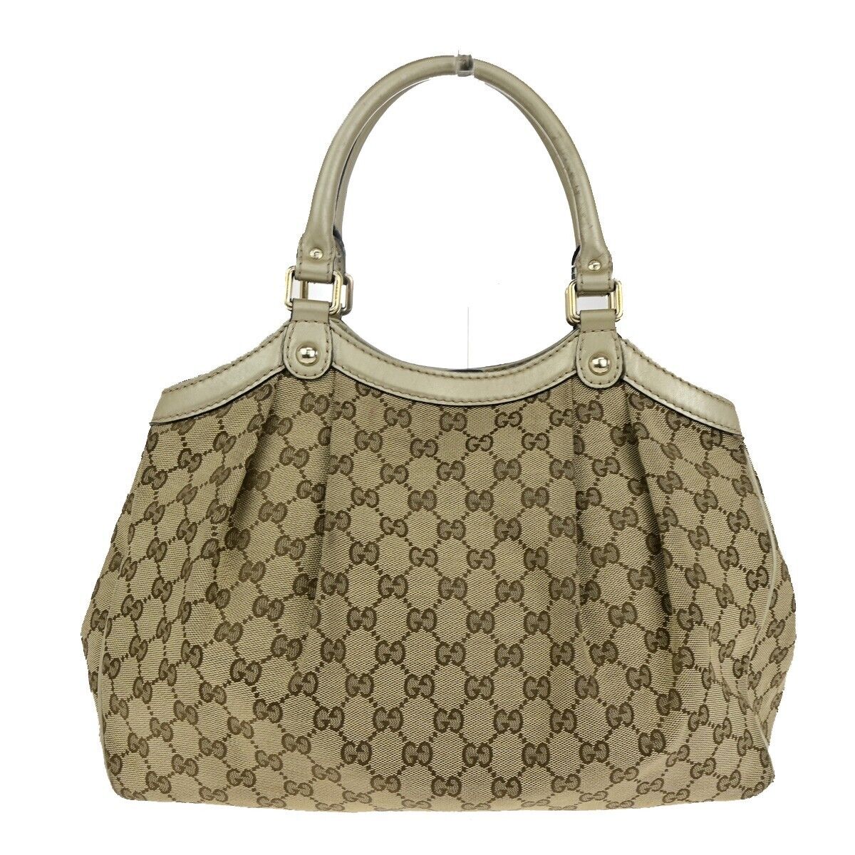 GUCCI Logo GG Pattern Sukey Shoulder Bag Canvas Leather Gold Brown GHW 80SJ570