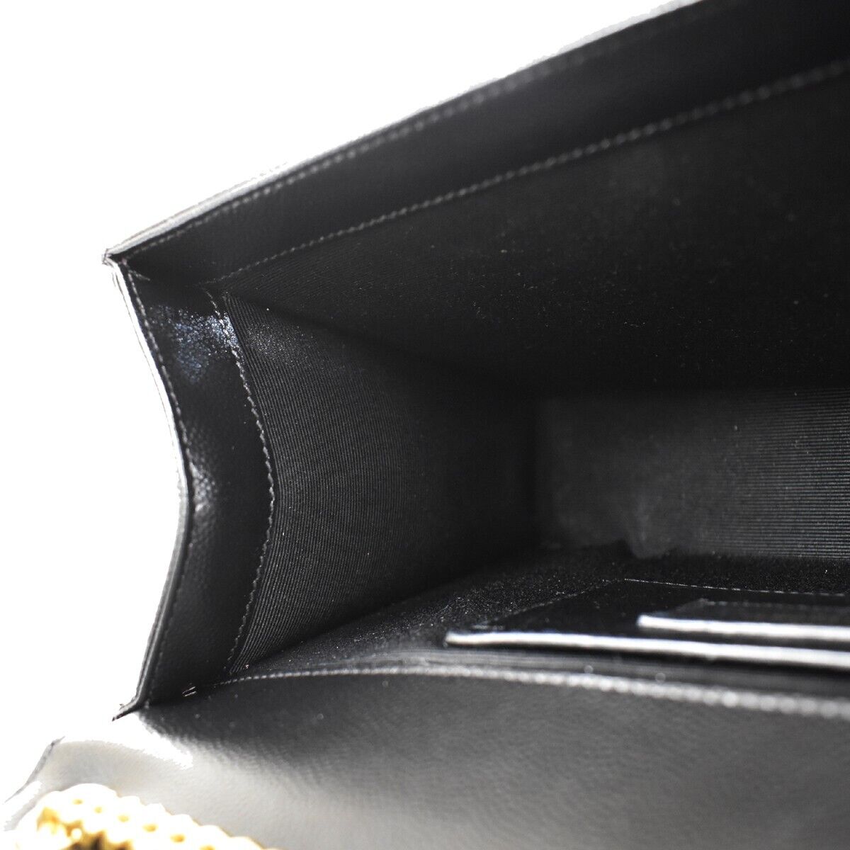 SAINT LAURENT YSL Logo Kate Medium Chain Shoulder Bag Leather Black GHW 689RH460