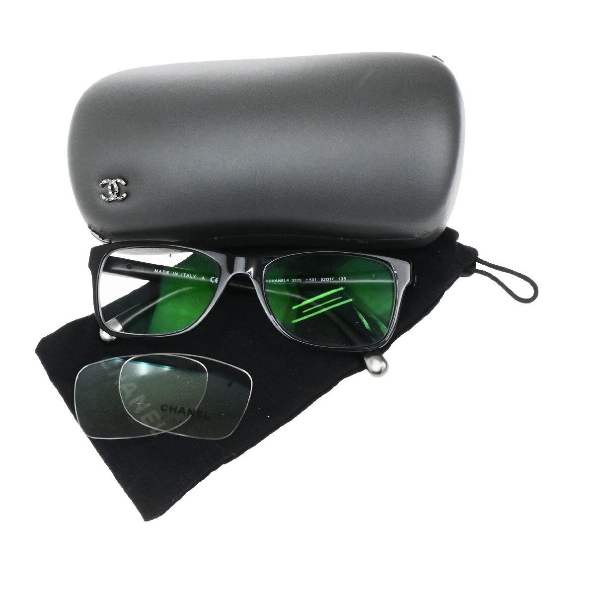 CHANEL CC Logo Matelasse Glasses Eye Wear Plastic Plastic BK 3325 Italy 05RL098