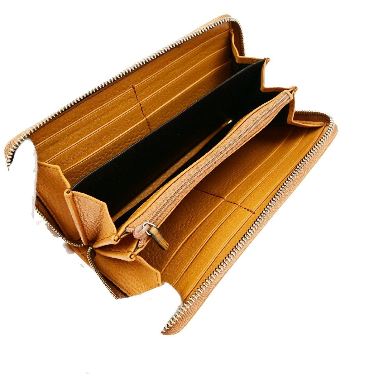 GUCCI Logo Interlocking GG Tassel Long Zipper Wallet Leather Orange GHW 38ED996