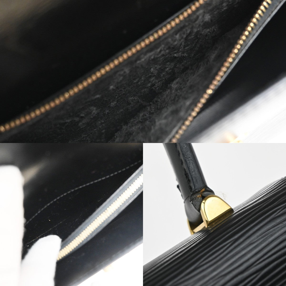LOUIS VUITTON Logo Malesherbes Hand Bag Epi Leather Black France M52372 34KP419