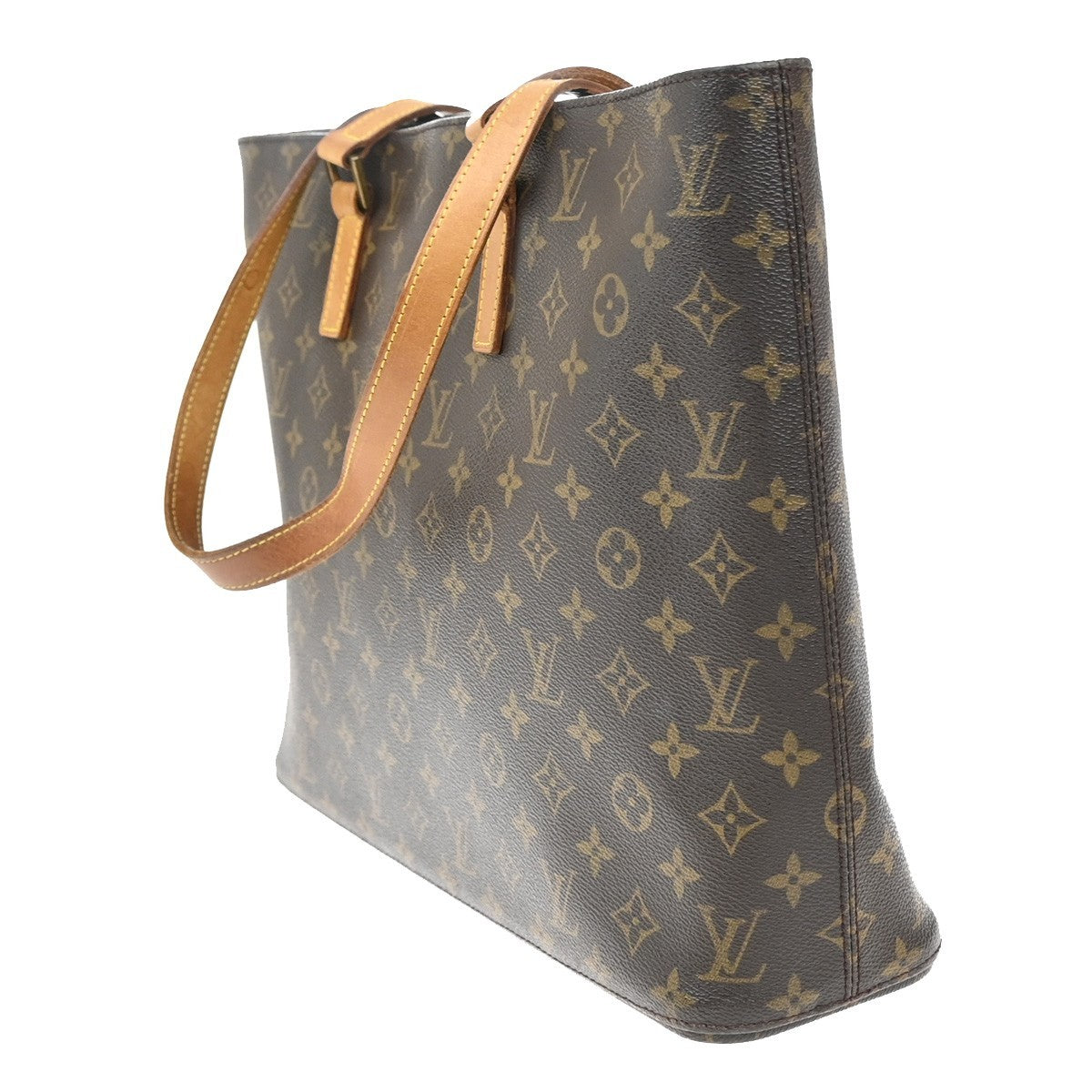 LOUIS VUITTON Logo Luco Shoulder Tote Bag Monogram Leather Brown M51155 85EF827