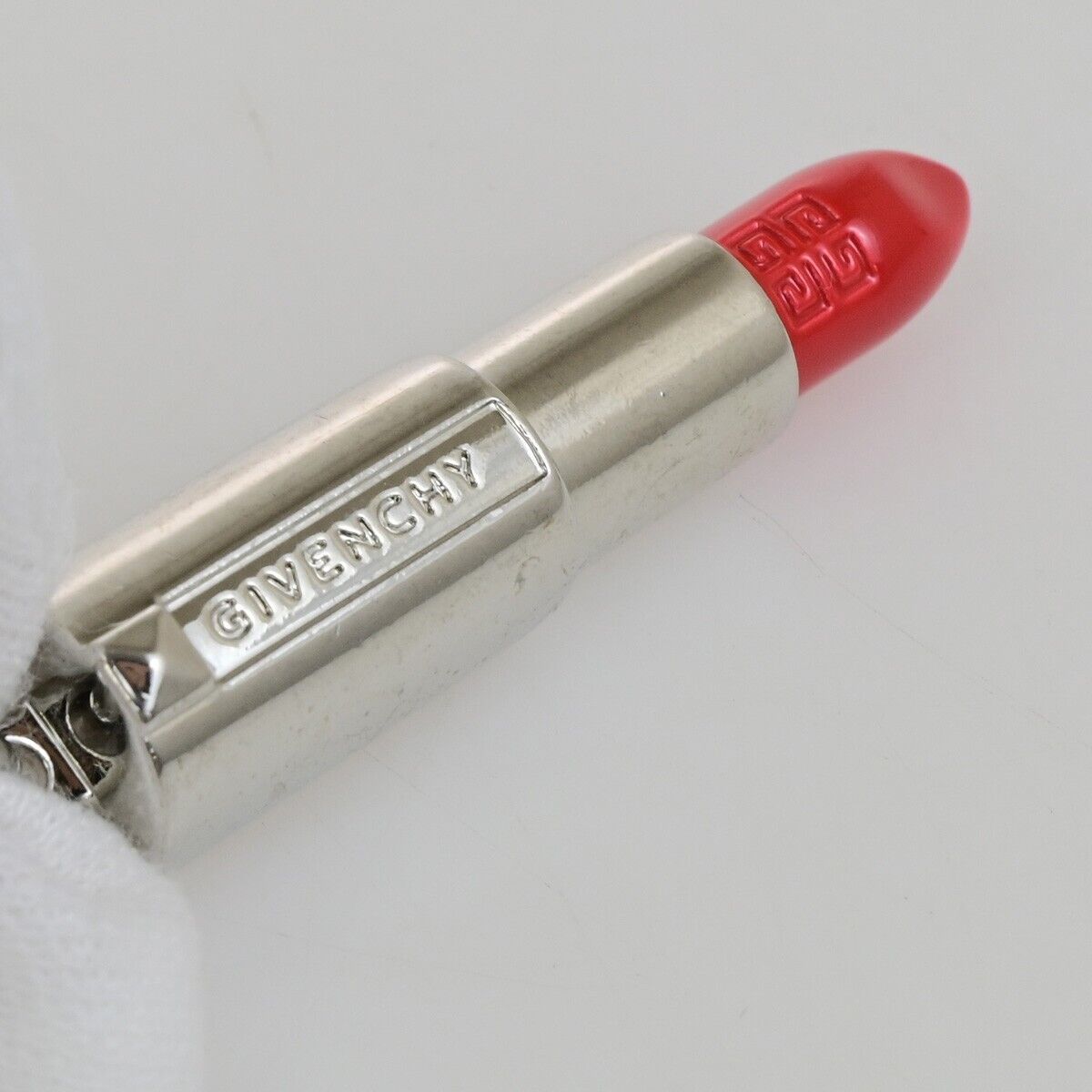 GIVENCHY Logo Parfums Make Up Bag Charm Key Ring Plastic Black Red SHW 03KA429