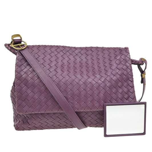 BOTTEGA VENETA Olimpia Intrecciato Shoulder Bag Leather Purple GHW Italy 12RL741