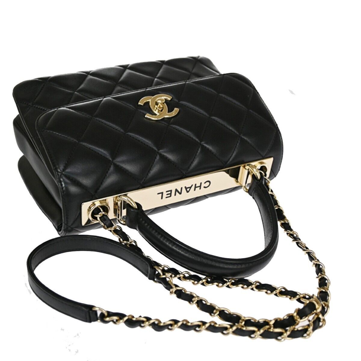 CHANEL CC Logo Matelasse 2Way Shoulder Hand Bag Leather Black GHW Italy 985RH891