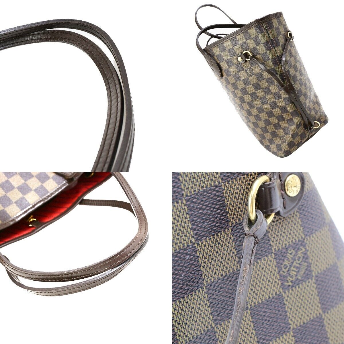 LOUIS VUITTON Neverfull MM Shoulder Bag Damier Ebene Leather BN N51105 94ED050