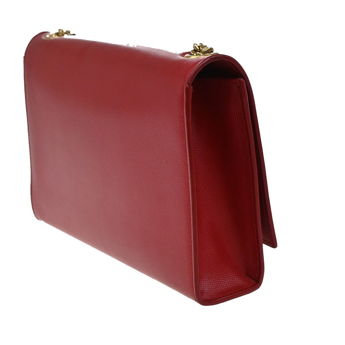SAINT LAURENT YSL Logo 2Way Chain Shoulder Clutch Bag Red GHW Italy 22RF821