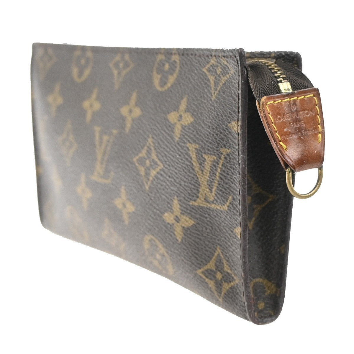 LOUIS VUITTON LV Logo Bucket GM Pouch Bag Monogram Leather Brown GHW 09KP585