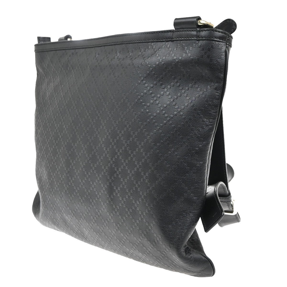 GUCCI Logo Diamante Crossbody Shoulder Bag PVC Leather Black GHW Italy 34KP438