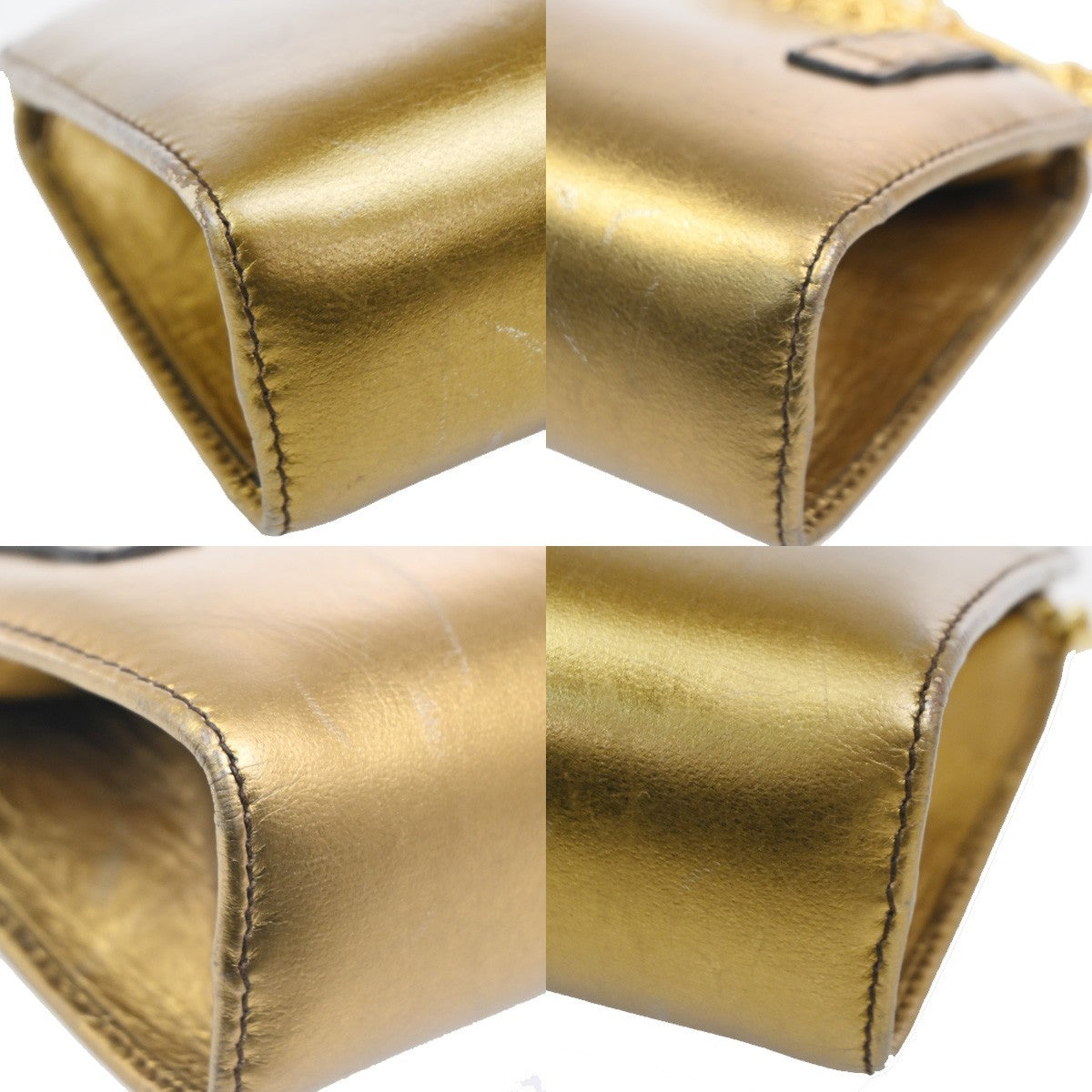 SALVATORE FERRAGAMO Logo Gancini Shoulder Bag Leather Gold GHW Italy 62MA277