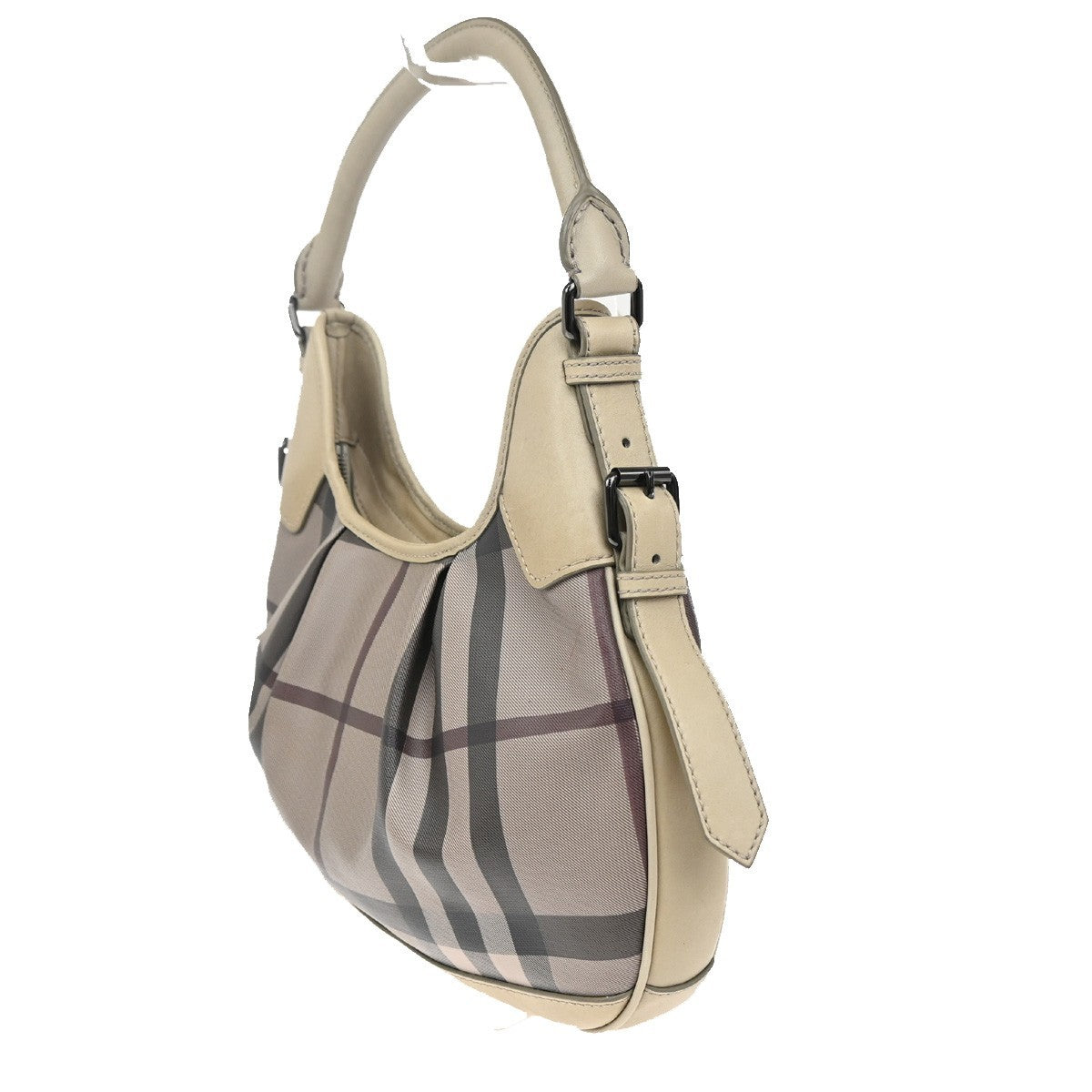 BURBERRY Logo Nova Check pattern Shoulder Hand Bag PVC Leather Beige 36MA197