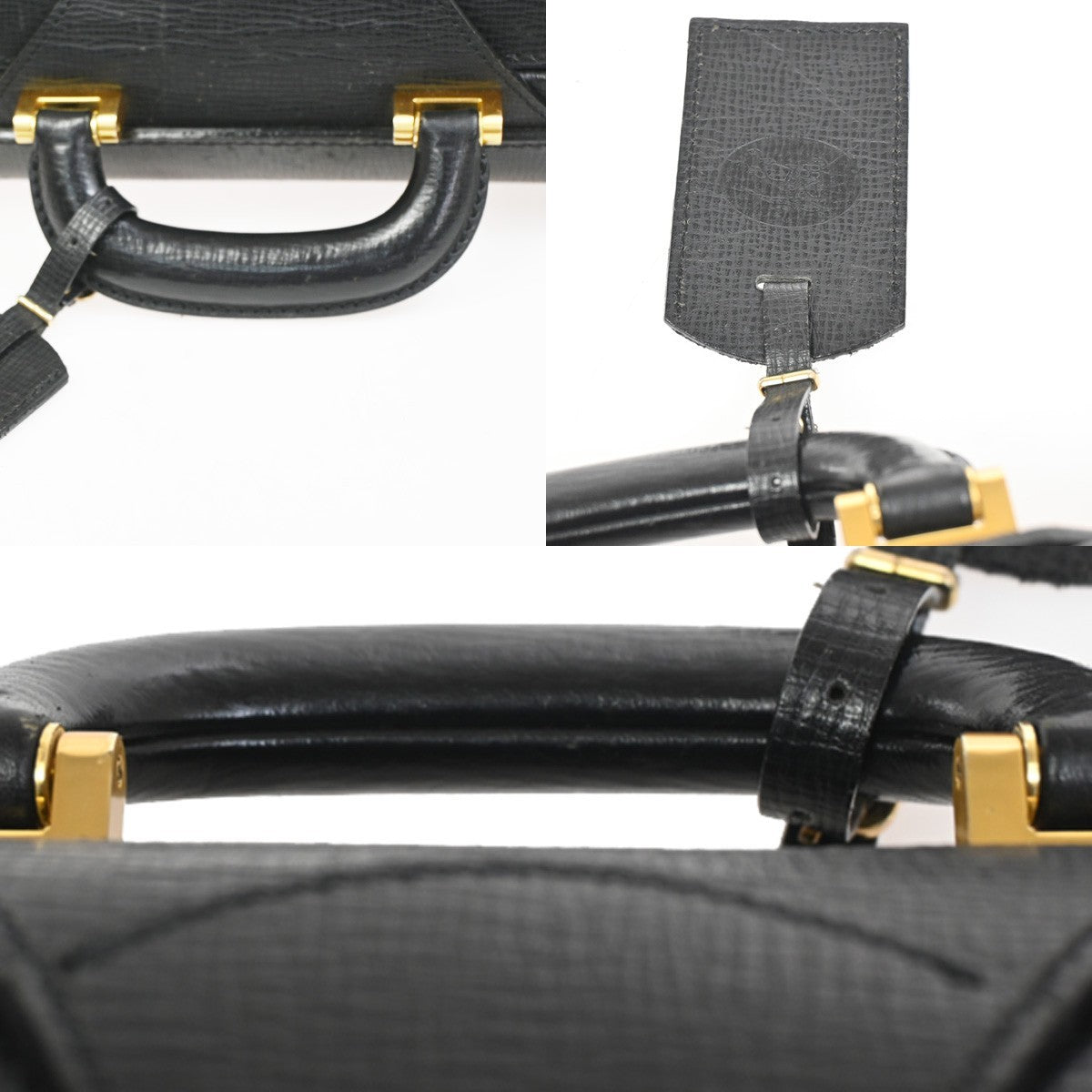 BURBERRY Logo Briefcase Top Handle Doctor Hand Bag Leather Black GHW 68KD028