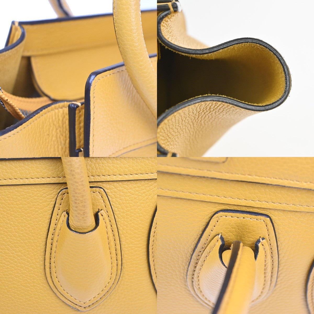 CELINE Luggage Micro Top Handle Tote Hand Bag Leather Yellow SHW Italy 667RL904