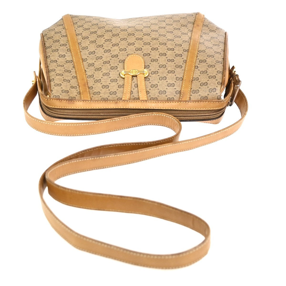 GUCCI Micro GG Pattern Shoulder Bag PVC Leather Brown Italy GHW 30KC928