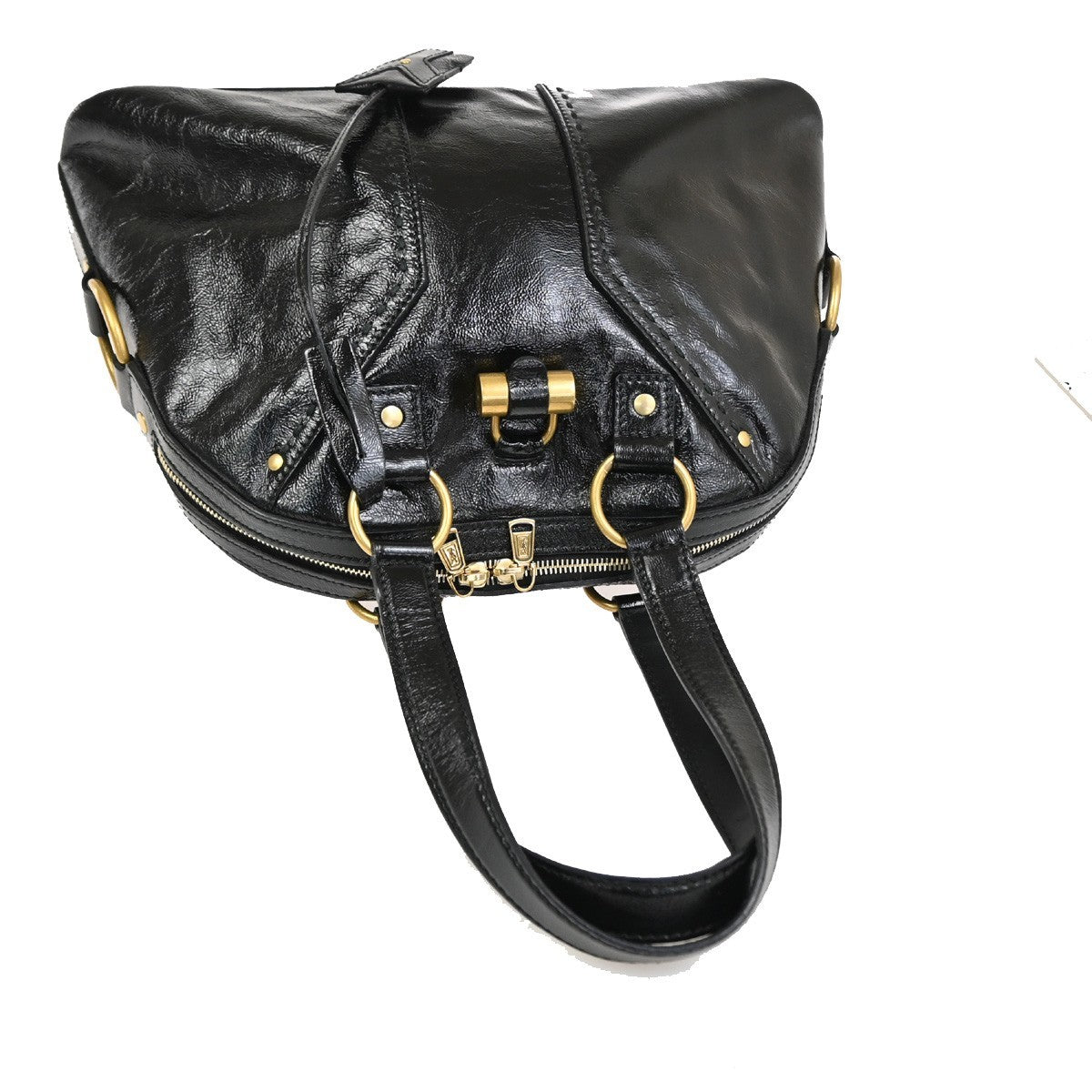 YVES SAINT LAURENT Medium Muse Shoulder Bag Patent Leather Black GHW 71TA627