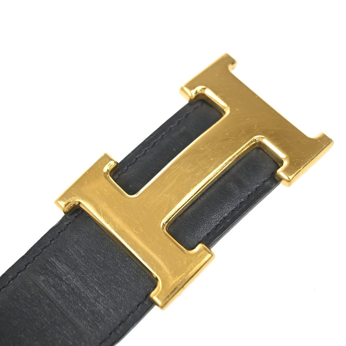 HERMES Constance H Logo Reversible Buckle Belt Leather Size 70 BK BN GHW 38RQ047