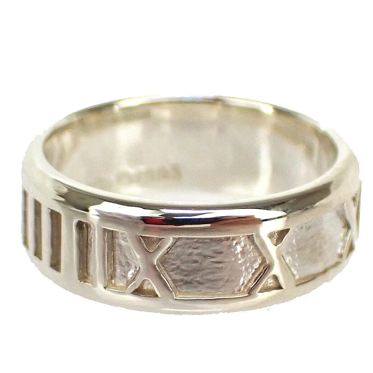 TIFFANY & CO. Logo Atlas Ring Roman Numerals Silver 925 Italy Accessory 08YA030