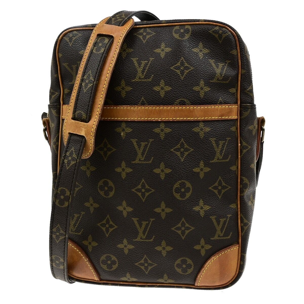 LOUIS VUITTON Logo Danube MM Shoulder Bag Monogram Leather Brown M45264 31ED451