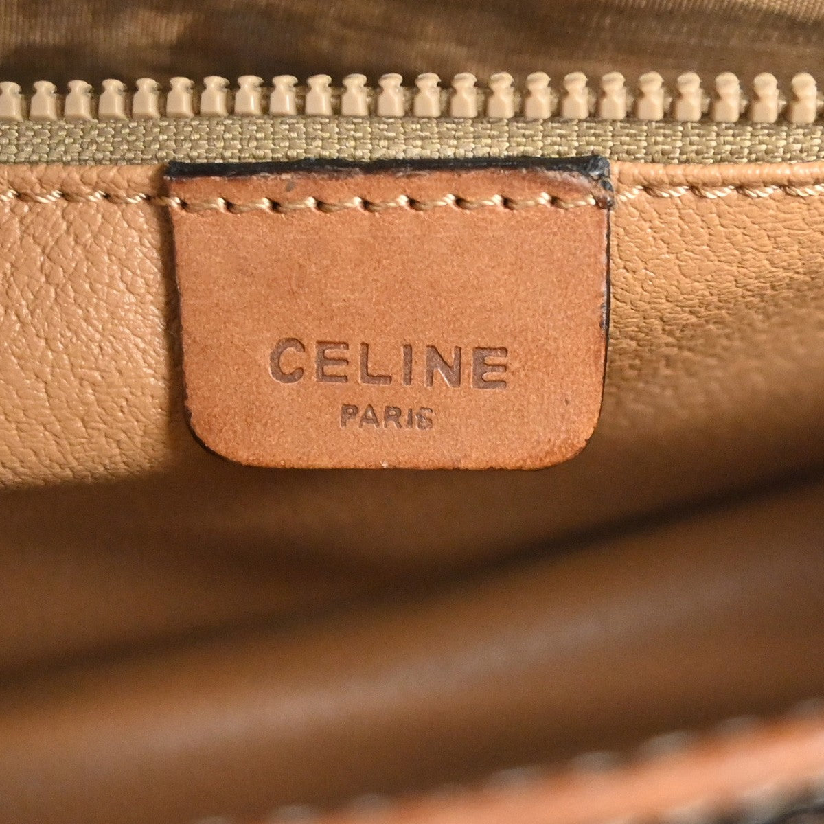 CELINE Logo Macadam Pattern Shoulder Bag PVC Leather Brown GHW 05YH782