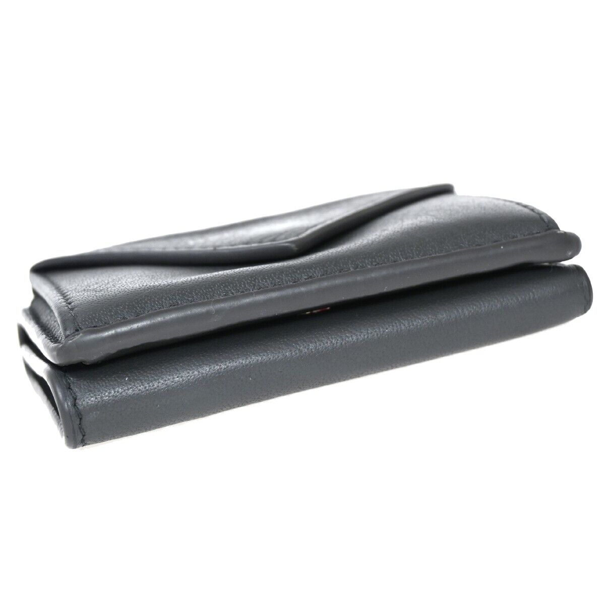 BALENCIAGA Logo Paper Mini Trifold Wallet Purse Leather Gray SHW Italy 67HB259