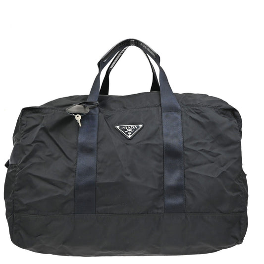 PRADA Logo Tessuto Travel Shoulder Hand Bag Nylon Leather Black 87KP344
