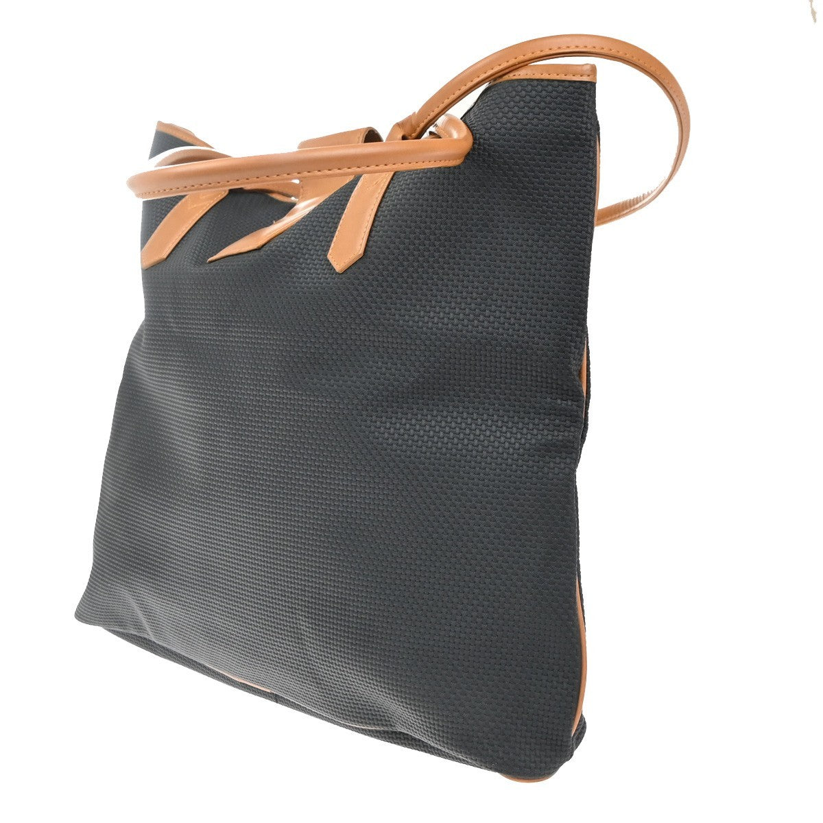 YVES SAINT LAURENT Logo Shoulder Tote Bag PVC Leather Brown Black GHW 62EG289
