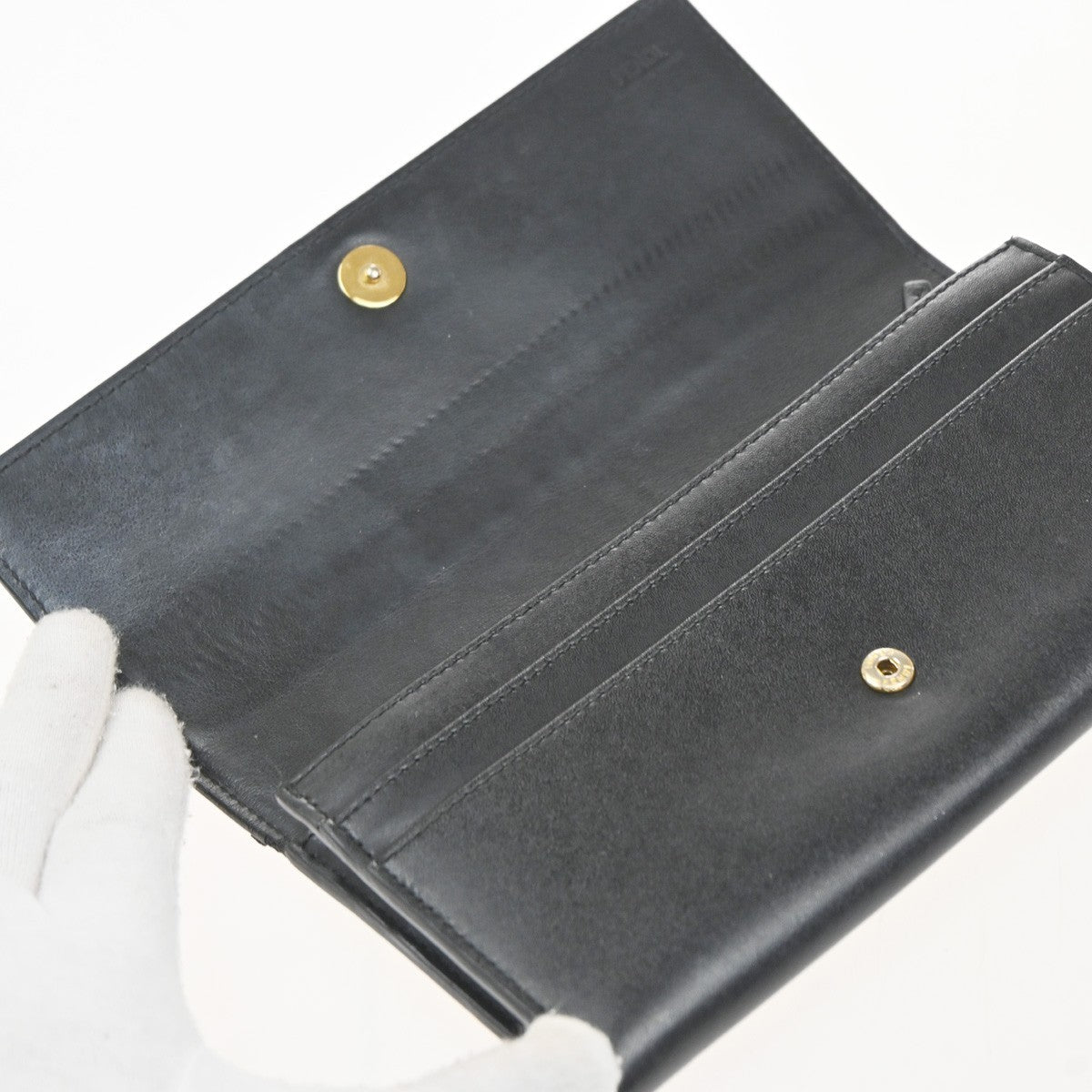 FENDI By The Way Logo Bifold Long Wallet Leather Black GHW Italy 63KD005